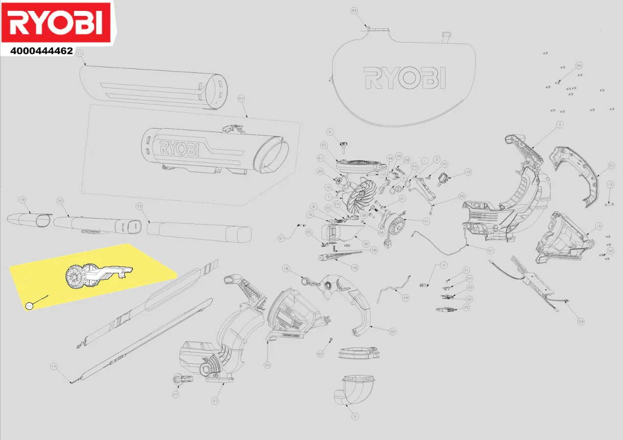 set roulettes aspirateur feuilles mortes réf. 5131033306 RYOBI